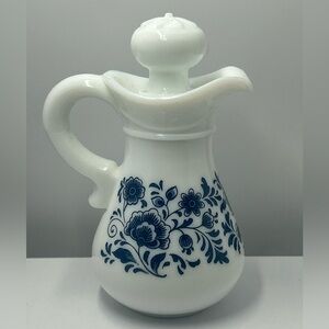 Vintage Avon "Delft Blue” Milk Glass Decanter